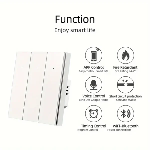 ⁦مفتاح جداري ذكي لاسلكي 🔌 من Chevolink للتحكم بالإضاءة والصوت بسهولة عبر تطبيق Graffiti / Smart Life ومتوافق مع Alexa وGoogle Home! (يدعم الإستخدام العادي)⁩ - الصورة ⁦6⁩
