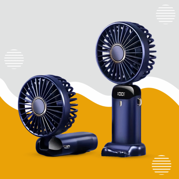 مروحة صغيرة لاسلكية متعددة الاستخدامات وبـ 5 سرعات مع شاشة LED - قابلة للشحن عبر Type-C، قابلة للطي، تحكم باللمس، ومحمولة