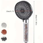 ⁦رأس دش بفلتر خرز وفولاذي مقاوم للصدأ   – تصميم دائري عالي الضغط بـ6 أوضاع قابلة للتعديل⁩ - الصورة ⁦2⁩